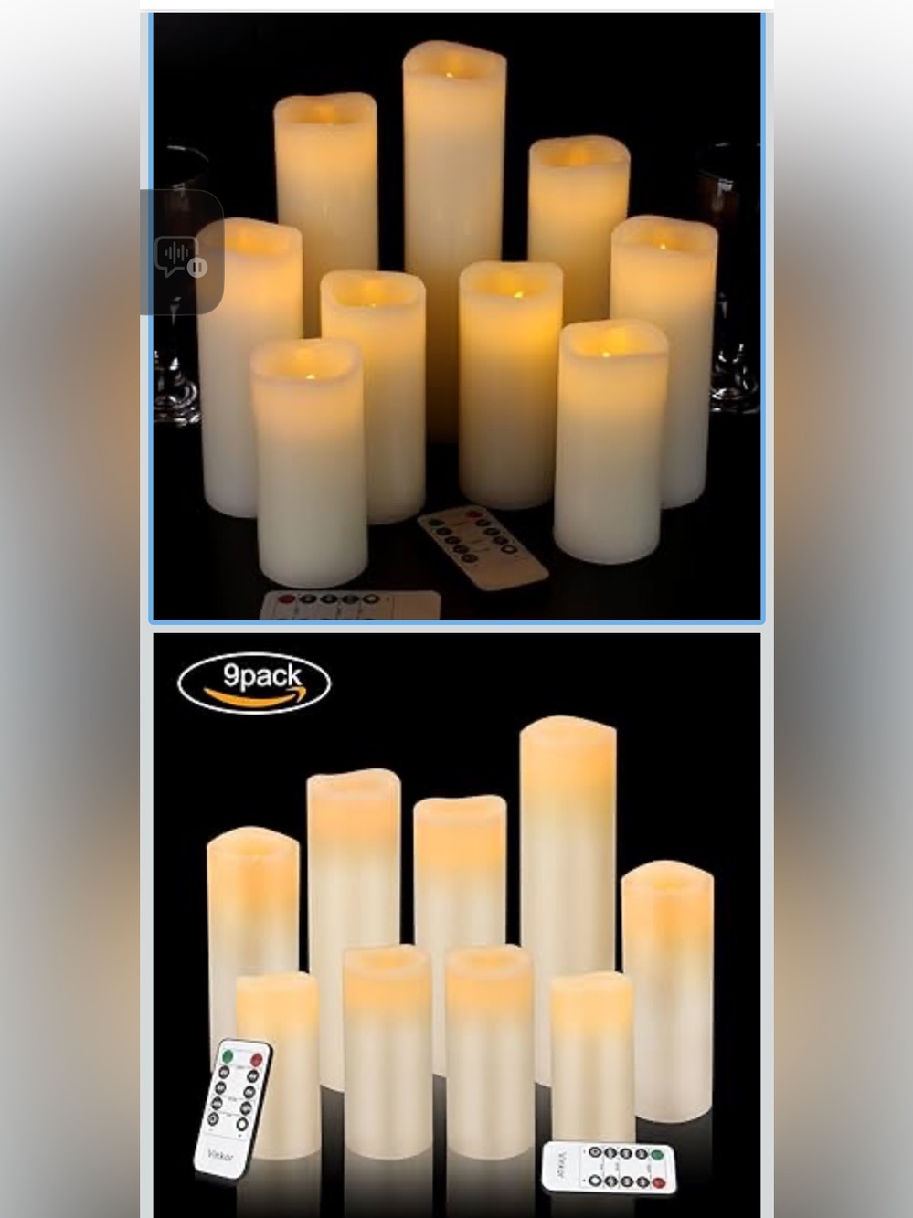 9 - 2” Battery operated Candles with 2 Remotes NIB
